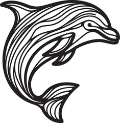 Dolphin Fish Line Art Vector