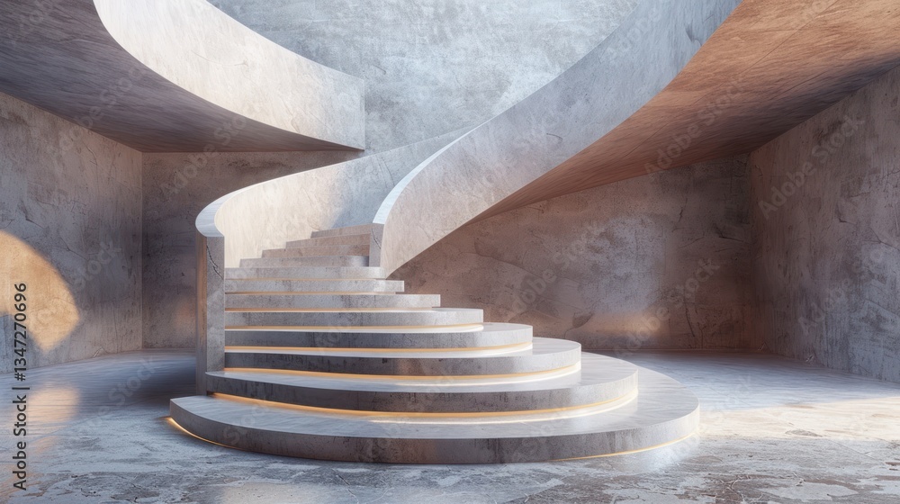 Poster bold structural elements create a striking contrast in a minimalist concrete space, enhanced by subt