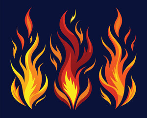 Fire Flames Graphic Design. Vector Illustration of Fiery Shapes