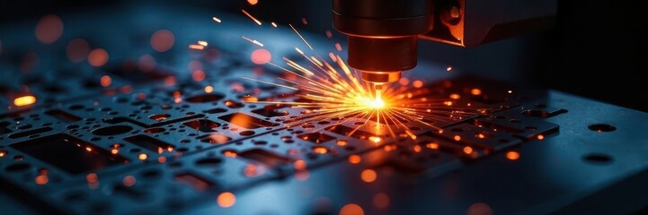 Laser etches intricate metal design  Precise, high-tech manufacturing ,  advanced,  intricate