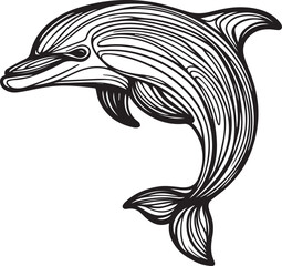 Dolphin Fish Line Art Vector