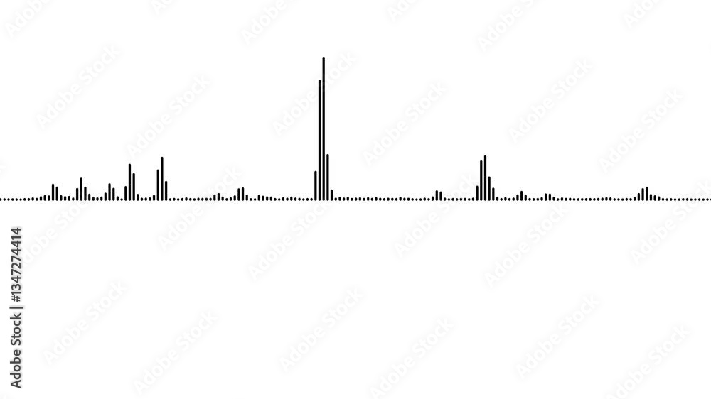 Poster audio equalizer on black background. white audio frequency sound wave on black background, white and