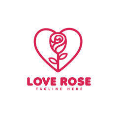 Rose heart logo line art design