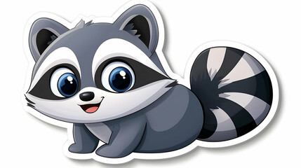 Obraz premium Adorable Cartoon Raccoon Illustration