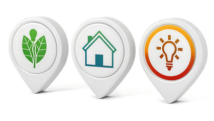 Obraz premium Eco-Friendly Home Icons for Sustainable Living and Energy Efficiency