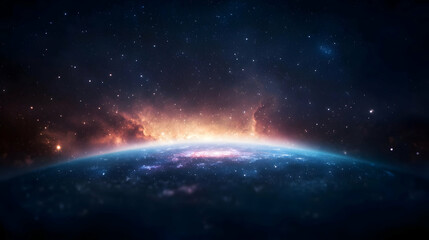 Obraz premium Vast Space Beyond Earth With Glowing Nebulae