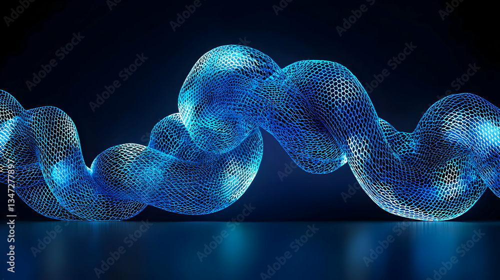 Aufkleber abstract blue digital wave with particle design on dark background