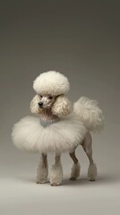 Obraz premium Elegant Poodle with Luxurious Grooming, Sparkling Collar, and Graceful Pose