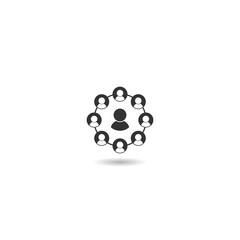 Social network circle icon with shadow