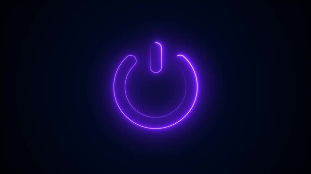 Neon power reset button sign animation.