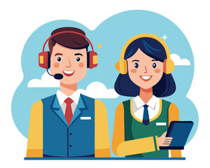 Fototapeta premium Smiling Customer Service Representatives Ready to Assist