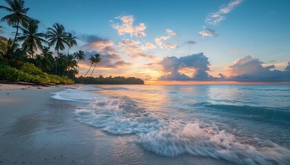 Tropical Sunset Beach Waves.