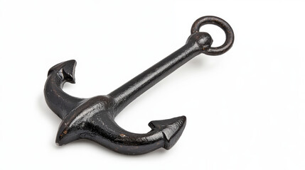 close up of black metal anchor, showcasing its sturdy design and classic shape, evoking sense of maritime adventure and stability