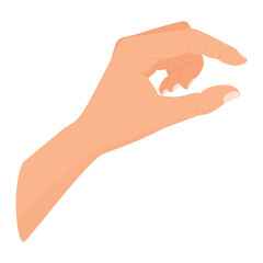 Vector illustration of a hand making a measure gesture. Hand making gesture while showing small amount of something isolated.