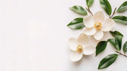 Obraz premium White Magnolia Flower in Bloom on Clean White Background