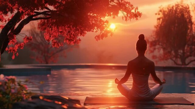 serene and peaceful scene, with the person looking upward or engaged in a prayerful gesture, conveying a sense of spiritual connection