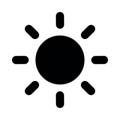 Sun vector flat icon design symbol isolated on white background. Summer, heat, hot weather, climate, sunshine, nature. Vector black simple graphic illustration.