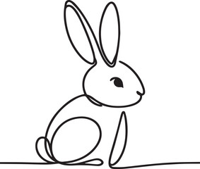 Easter Bunny Continuous Line Art Vector