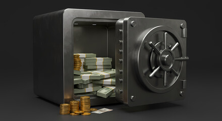 Open Safe with Gold  Cash