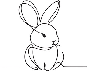 Easter Bunny Continuous Line Art Vector