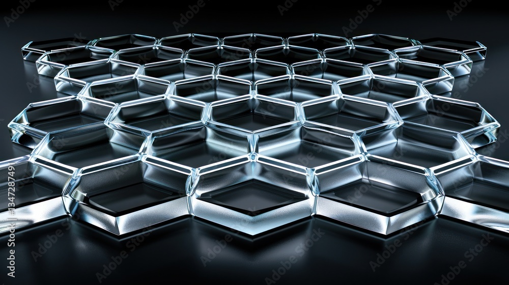 Poster sleek honeycomb grid features transparent hexagons under soft ambient lighting for a stunning 3d eff