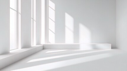 Fototapeta premium Bright and Minimalist Office Interior Mockup with White Walls