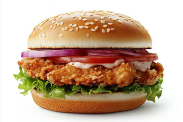 professional food photo of juicy burger, luxury, white solid background 