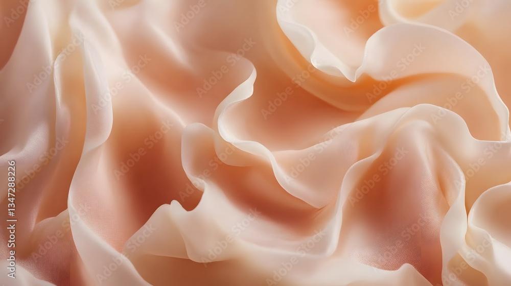 Poster delicate fabrics in flowing and undulating folds creating a soft texture