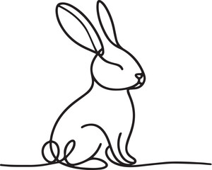 Easter Bunny Continuous Line Art Vector