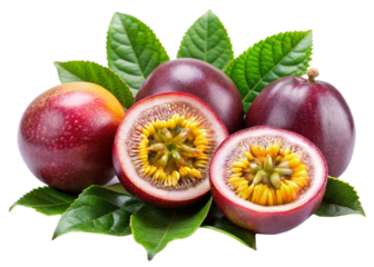 Maracuja (Passiflora edulis) on white background