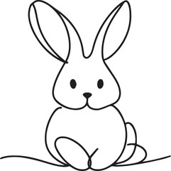 Easter Bunny Continuous Line Art Vector