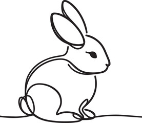 Easter Bunny Continuous Line Art Vector
