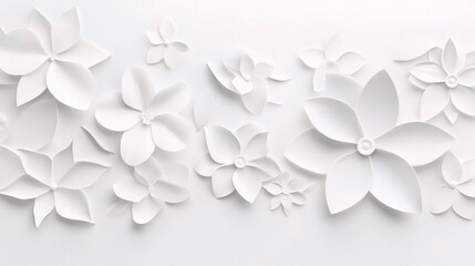 Elegant White Paper Flowers on Subtle Textured Background Design