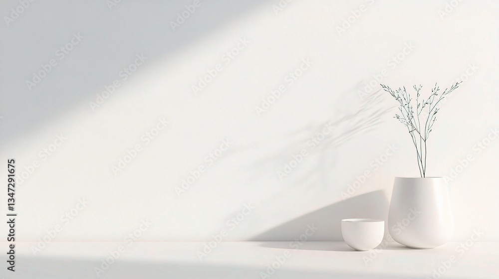 Poster minimalistic white background with subtle patterns and textures