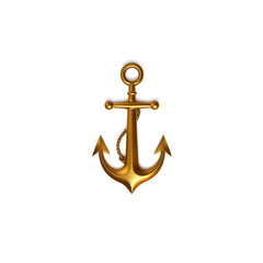 Anchor gold metal icon on white background. Generative AI