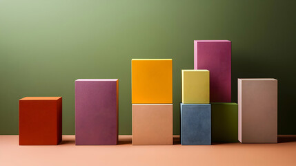 Obraz premium Multicolored Stacked Blocks On A Studio Background
