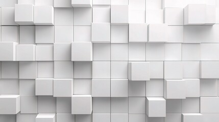 Minimalist White Cube Background with Geometric Block Arrangement