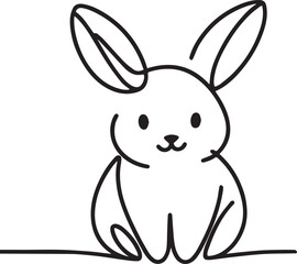 Easter Bunny Continuous Line Art Vector