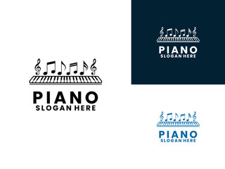 Piano Note logo design vector. Music Note with Piano logo template