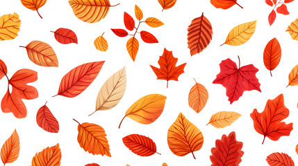Obraz premium Professional Seamless Pattern with Red and Orange Leaves for Creative Backgrounds
