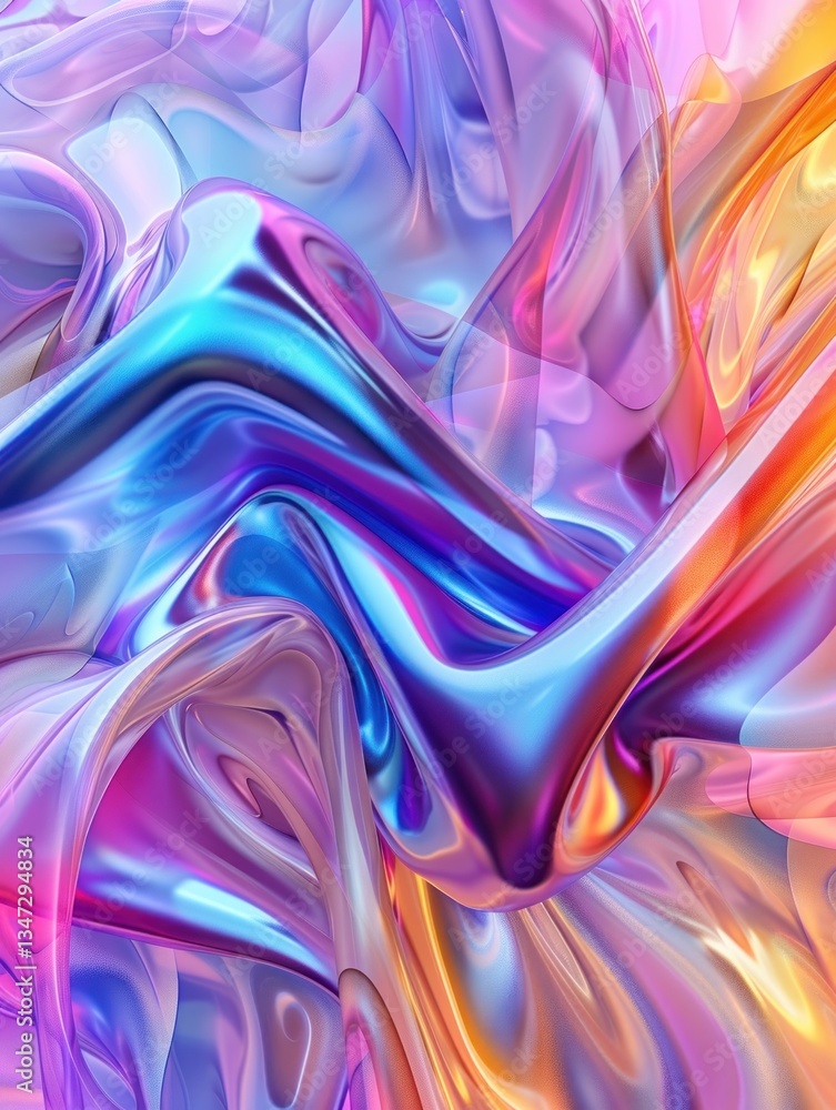 Poster a vibrant liquid plastic effect shows smooth color transitions in soft light for a surreal visual ex