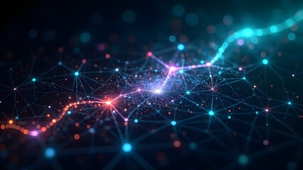 Fototapeta premium Abstract glowing network background featuring data connections for technology and innovative concepts