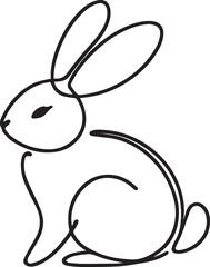 Easter Bunny Continuous Line Art Vector