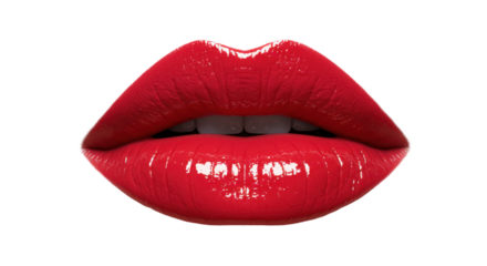 Isolated Red Glossy Lips