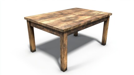 Fototapeta premium Weathered Rustic Wooden Table on White Background