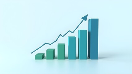 Rising Bar Graph with Arrow Showing Business Growth and Financial Success on Clean Background