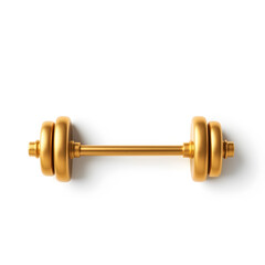 Barbell gold metal icon on white background. Generative AI
