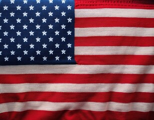 Close-up of american flag with stars and stripes textile pattern