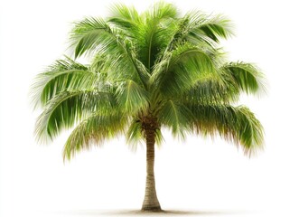Obraz premium Isolated Palm Tree with Green Fronds and Trunk on White Background