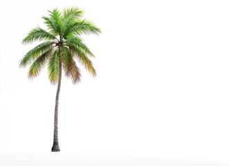 Obraz premium Isolated Palm Tree on White Background, Summer Vacation Concept